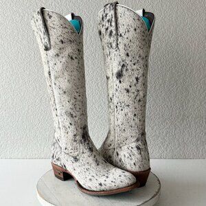 Lane Boots Womens Cowhide Cowboy Boots Tall Black Western Cow Skin Sz 7.5 NEW